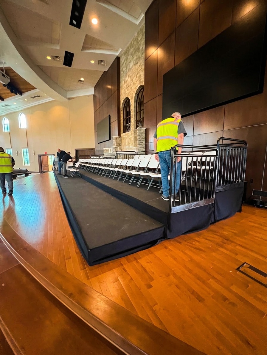 Stage structural detail showing proper deck connection and support